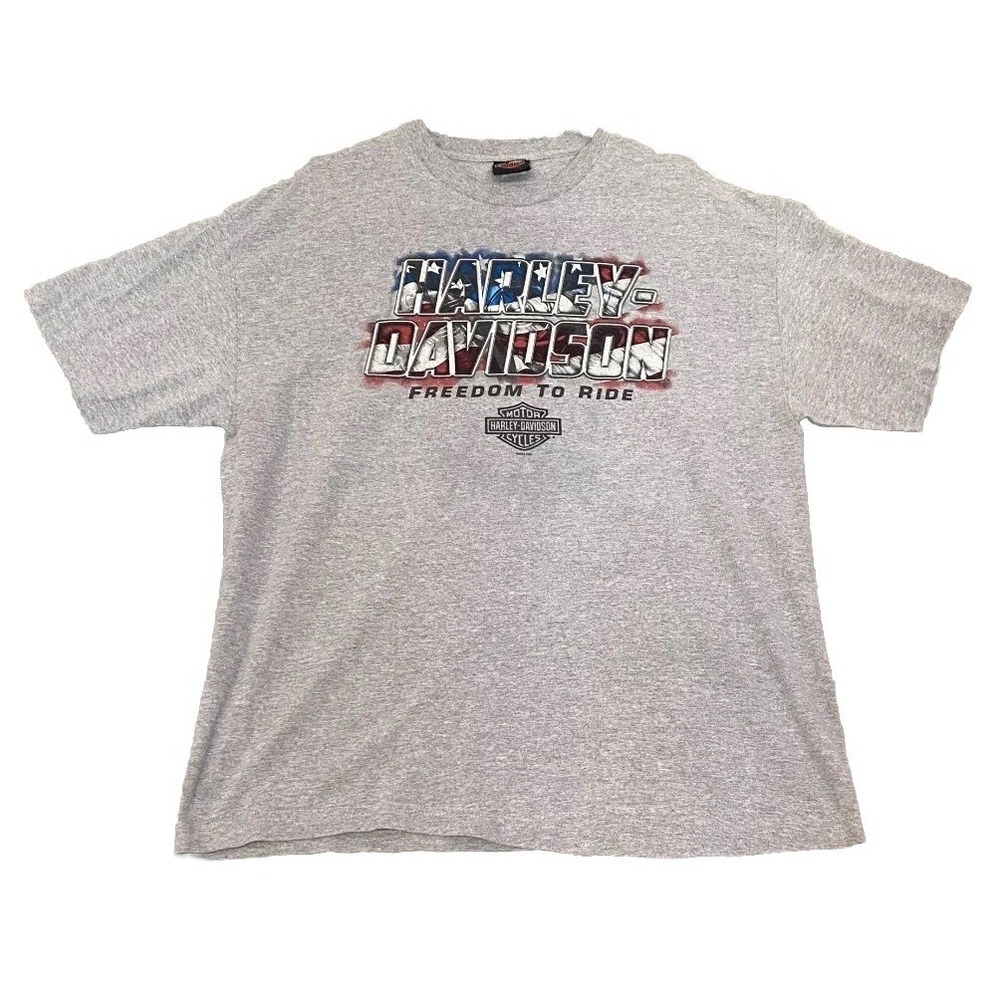 Harley Davidson Motorcycle T Shirt Mens XL Gray Freedom To Ride Graphic Print